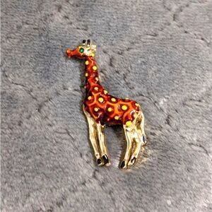 Vintage 1980's Enamel & Goldtone Giraffe Brooche